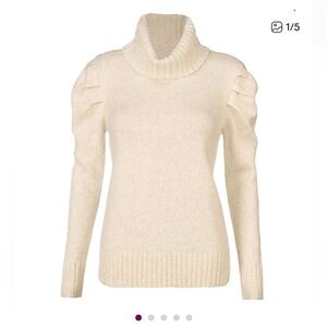 CAbi Turtleneck Size MediuCream Cowl Neck Sweater